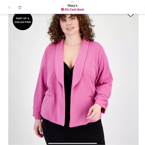 BAR III TRENDY PLUS SIZE KNIT BLAZER WITH DRAPE-FRONT, BLAZER - Picture 3 of 4